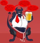 1_eye alcohol beer beer_mug beverage blush blush_lines bodily_fluids boxers_(clothing) bulge claws clothing container cup dialogue digitigrade drooling drunk fur genital_fluids genitals holding_container holding_cup holding_object horn humanoid_genitalia humanoid_penis male motion_lines mug open_mouth overweight penis penis_base precum precum_through_clothing precum_through_underwear pubes saliva sharp_teeth simple_background smile solo spade_tail speech_bubble stained_underwear substance_intoxication tail talking_to_viewer teeth text tongue topwear underwear undone_tie wet wet_clothing wobbly nylonhellhole krylon_(nylonhellhole) demon imp english_text hi_res