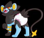 ambiguous_gender clean_diaper clothed clothed_feral clothing diaper diaper_only fangs feral open_mouth simple_background solo teeth tongue topless transparent_background wearing_diaper white_diaper shambles nintendo pokemon felid generation_4_pokemon luxray mammal pokemon_(species) alpha_channel hi_res