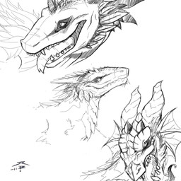 ambiguous_gender ear_frill fangs feral forked_tongue frill_(anatomy) horn mouth_closed open_mouth pupils sharp_teeth simple_background slit_pupils solo teeth tongue tongue_out crazydrak mythology dragon mythological_creature mythological_scalie scalie 1:1 2011 dated monochrome signature sketch