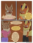 3:4 absurd_res angry anthro blonde_hair blue_eyes brown_body brown_eyes brown_fur canid canine canis clothed clothing comic dialogue digital_drawing_(artwork) digital_media_(artwork) discussion duo eevee eeveelution elizabeth_venizee english_text female flamberry_(artist) flareon franklin_flare fur generation_1_pokemon hair hi_res ibispaint_(artwork) male male/female mammal nintendo open_mouth orange_body orange_fur pokemon pokemon_(species) simple_background slightly_chubby tail teeth text tongue
