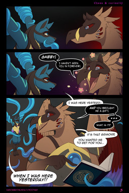 anthro book comic_panel dialogue duo male multi_eye restrained speech_bubble tentacles text nootkep nintendo pokemon avian canid generation_4_pokemon lucario mammal pokemon_(species) 2:3 absurd_res comic digital_media_(artwork) english_text hi_res