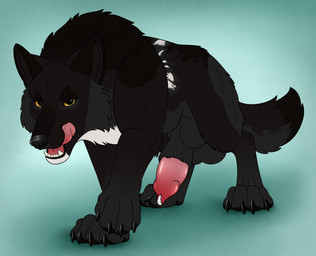 animal_genitalia animal_penis balls black_body black_fur black_nose canine_genitalia canine_penis erection fangs feral fur genitals glistening glistening_eyes grey_balls grey_body grey_fur knot knot_in_sheath knotted_penis licking licking_lips licking_own_lips looking_at_viewer male male_feral open_mouth penis penis_tip red_tongue sheath solo spots teeth three-quarter_view tongue tongue_out white_body white_fur white_spots yellow_eyes killthe_demon echo_(wolffylegend) canid canine mammal hi_res