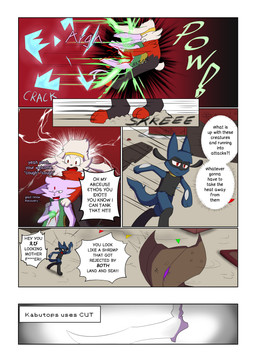 6_panel_comic anthro biped black_text blood blue_body blue_fur bodily_fluids brown_body claws clenched_teeth clothing dialogue ellipsis exclamation_point eyes_closed female fur green_clothing green_text male minor_wound motion_lines one_eye_closed open_mouth outside paws pink_body pink_text purple_eyes quadruped question_mark red_body red_eyes red_fur running sound_effects speech_bubble standing tail talking_to_another teeth text text_box white_body white_fur white_sclera white_text wounded novaarts nintendo pokemon pokemon_mystery_dungeon spike_chunsoft hopps_(novaarts) lu_(novaarts) canid canine eeveelution espeon generation_2_pokemon generation_4_pokemon generation_8_pokemon lagomorph mammal pokemon_(species) raboot riolu 2025 absurd_res comic digital_media_(artwork) english_text hi_res japanese_text