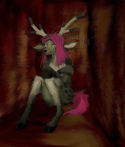 anthro blood bodily_fluids dark depression femboy gore insane male psychosis sad scared snuff solo tears plaksapisya canid canine canis deer domestic_dog mammal