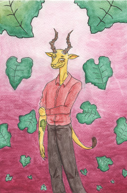 anthro food fruit fur horn leaf male markings melon plant solo spots spotted_body tattoo yellow_body yellow_fur efradraws beastars melon_(beastars) antelope bovid felid gazelle hybrid leopard mammal pantherine absurd_res hi_res huge_filesize painting_(artwork) traditional_media_(artwork) traditional_painting_(artwork) traditional_watercolor_(artwork) watercolor_(artwork)