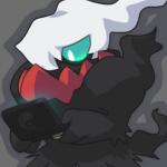 ambiguous_gender black_body blue_eyes chibi electronics game_console grey_background hair holding_object not_furry outline simple_background solo white_hair worried zaikudo nintendo nintendo_ds nintendo_ds_family pokemon darkrai generation_4_pokemon legendary_pokemon pokemon_(species) 1:1 digital_media_(artwork) low_res