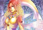 breasts female lips looking_at_viewer queen royalty solo yellow_eyes nijuuni nintendo the_legend_of_zelda twilight_princess queen_rutela animal_humanoid fish fish_humanoid humanoid marine marine_humanoid zora