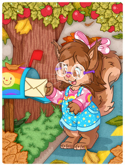 anthro apple clothing envelope eyewear female food fruit glasses mailbox overalls plant solo tree marinaneira marina_neira_(character) mammal rodent sciurid tree_squirrel hi_res