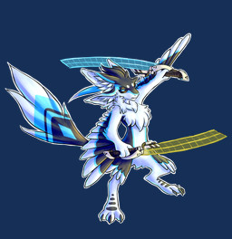 anthro big_tail black_body black_feathers black_sclera blue_body blue_eyes blue_feathers blue_markings feather_hair feather_markings feathered_wings feathers fluffy fluffy_chest looking_at_viewer male markings melee_weapon pseudo_hair scuted_legs scutes solo sword tail tail_feathers tail_markings weapon white_body white_feathers wings seagullse braid_(k'braid) avali absurd_res alpha_channel hi_res