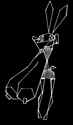 1-bit anthro areola big_breasts biped black_background breastless_clothing breasts cleavage_cutout clothing cutout dress featureless_feet feet female hands_behind_own_head huge_breasts hyper hyper_breasts nipples open_mouth pattern_clothing pattern_dress sagging_breasts simple_background solo standing striped_clothing striped_dress stripes tail turtleneck_dress submarinechamomile vib-ribbon vibri lagomorph leporid mammal rabbit aliasing black_and_white digital_media_(artwork) hi_res monochrome