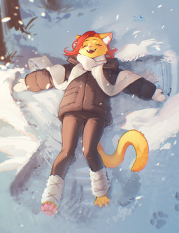 4_toes anthro barefoot biped bottomwear claws clothed clothed_anthro clothed_female clothing feet female fully_clothed fully_clothed_anthro fully_clothed_female fur hair lying on_back outside pawpads paws pink_pawpads smile snow snowing soles solo spread_toes tail teeth toe_claws toes tongue topwear winter lanhai felid feline mammal 2026 digital_drawing_(artwork) digital_media_(artwork) hi_res
