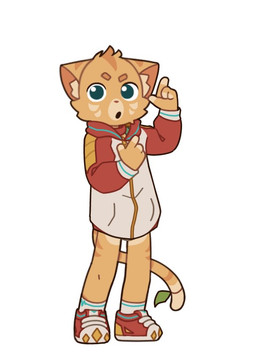 anthro bell bell_collar clothed clothing collar finger_gun footwear fur gesture green_eyes hand_gesture male markings orange_body orange_fur pantsless partially_clothed shoes simple_background sneakers socks solo standing striped_markings striped_tail stripes sweater tail tail_markings topwear young capnkabi temmi_(leafontail) felid feline mammal colored