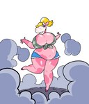 anthro big_breasts bimbofication breasts female gender_transformation huge_breasts identity_death mtf_transformation pink_body pink_skin solo toonification toony transformation wide_hips blackshirtboy bovid bovine mammal absurd_res hi_res