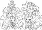 clothing collar male patchcaacaa blizzard_entertainment warcraft genn_greymane canid human mammal werecanid werecreature worgen hi_res monochrome