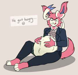 abdominal_bulge anthro anthro_pred belly big_belly duo fur hand_on_belly male male_pred rumbling_stomach vore mawlicious movieunleashers nintendo pokemon dr._sylveon eeveelution generation_6_pokemon pokemon_(species) sylveon absurd_res digital_media_(artwork) hi_res