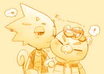 anthro backwards_baseball_cap backwards_hat baseball_cap buckteeth clothing duo eyewear freckles hat headgear headwear kissing_cheek male male/male sunglasses teeth text nobinolife animal_crossing nintendo c.j._(animal_crossing) flick_(animal_crossing) beaver mammal rodent japanese_text