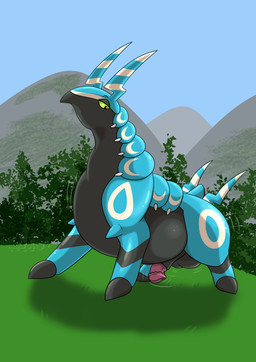 animal_genitalia animal_penis balls big_balls day equine_genitalia equine_penis feral genitals green_eyes half-erect male overweight penis penis_tip pink_penis solo alex.fetter nintendo pokemon corus_(flintzell) generation_5_pokemon pokemon_(species) scolipede absurd_res hi_res