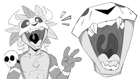 anthro bone bone_mask close-up feathers gaping_mouth jewelry male mask mouth_shot necklace open_mouth skull skull_accessory skull_mask solo teeth throat tongue uvula vore lecigzz terraria witch_doctor_(terraria) lihzahrd lizard reptile scalie 16:9 hi_res monochrome widescreen