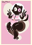 anthro big_butt black_body border butt cross-eyed feet gesture hand_gesture male mouthless solo space_helmet spacesuit thick_thighs toes v_sign yellow_border day74art cartoon_network steven_universe cookie_cat domestic_cat felid feline felis mammal absurd_res hi_res