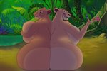 2_heads anthro anthrofied big_breasts big_butt breasts butt conjoined duo female huge_breasts huge_butt multi_head overweight overweight_female pilot129 theyton disney the_lion_king sarabi_(the_lion_king) zira_(the_lion_king) felid lion mammal pantherine