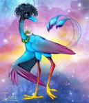 beak duo feathers female feral galaxy head_crest star wings the13thblackcat neopets avian bird eventide_neopet lenny_(neopets) neopet_(species) petpet_(neopets) reptile scalie snake wadjet_(neopets)