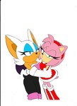 amy_rose anthro bat breasts clothed clothing colored duo eulipotyphlan female female/female fur gloves handwear hedgehog hi_res imminent_kiss kissing looking_at_viewer mammal membrane_(anatomy) membranous_wings rouge_the_bat sega sonic_the_hedgehog_(series) superbunnygt wings
