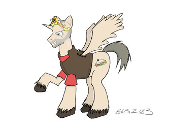 bald crown feathered_wings feathers feral headgear horn male princess quadruped royalty simple_background solo tail tiara white_background wings lorded_(deviantart) hasbro my_little_pony mythology team_fortress_2 valve valve_corporation heavy_(team_fortress_2) equid equine mammal mythological_creature mythological_equine winged_unicorn crossover source_request