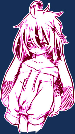 accessory anthro blush bulge clothing erection exposed_shoulder eyebrows hair hair_accessory hairclip hoodie male mouth_closed oversized_clothing oversized_hoodie oversized_topwear pink_body shy simple_background solo sticker_pack topwear transparent_background young aogami lagomorph leporid mammal rabbit 2025 alpha_channel digital_drawing_(artwork) digital_media_(artwork) hi_res line_art monochrome