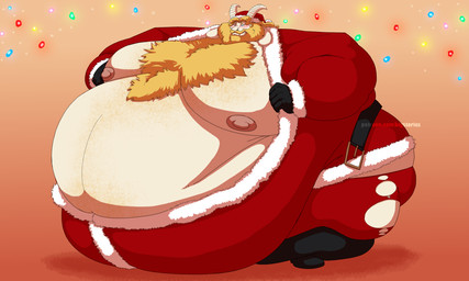 2_horns anthro beard belly belly_expansion belly_hair belt big_belly big_moobs big_nipples black_boots black_clothing black_footwear black_gloves black_handwear blonde_beard blonde_facial_hair blonde_hair blush body_hair boots bottomwear chest_hair christmas_decorations christmas_lights clothed clothing expansion facial_hair fluffy fluffy_chest footwear fur gloves gradient_background hair handwear horn huge_belly huge_moobs hyper hyper_belly hyper_moobs long_ears long_hair male moobs morbidly_obese morbidly_obese_anthro morbidly_obese_male navel nipples obese obese_anthro obese_male open_clothing open_topwear overweight overweight_anthro overweight_male pants pink_nipples shoes simple_background solo standing tight_clothing topwear torn_bottomwear torn_clothing torn_pants weight_gain white_body white_fur silver-stag undertale_(series) asgore_dreemurr bovid caprine goat mammal hi_res