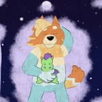 anthro black_nose blue_body blue_fur blue_tail eyes_closed full_moon fur hair hand_behind_head hand_behind_own_head holding_object holding_plushie lying male moon multicolored_body multicolored_fur multicolored_tail on_back orange_body orange_ears orange_fur orange_hair orange_tail plushie sleeping solo tail tan_body tan_fur beargarbage bluey_(series) radley_heeler australian_cattle_dog canid canine canis cattledog domestic_dog herding_dog mammal pastoral_dog 1:1 2022 digital_media_(artwork) hi_res