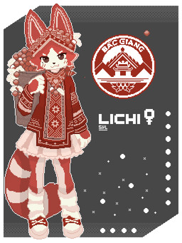 anthro basket bottomwear clothing container ethnic_clothing female fur legwear logo multicolored_body multicolored_fur pattern_clothing pattern_legwear scarf skirt smug smug_face solo standing striped_clothing striped_legwear stripes sylvewon ailurid canid canine mammal red_panda