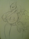 anthro anthrofied areola big_breasts biped breasts cleavage clothed clothing curvy_figure female huge_breasts nipples non-mammal_breasts pokemorph simple_background skimpy smile solo standing thick_thighs tight_clothing voluptuous wide_hips redgreenfluffball nintendo pokemon emmy generation_3_pokemon milotic pokemon_(species) reptile scalie snake 3:4 sketch