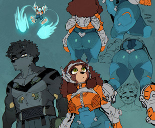 anthro big_butt brown_body butt butt_shot duo female green_eyes grey_body low-angle_view male onomatopoeia rear_view sound_effects text wobbling goonie-san goon_(goonie_san) canid canine canis domestic_dog mammal colored hi_res