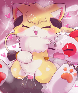 abdominal_bulge anthro anthro_on_anthro anthro_penetrated anthro_penetrating anthro_penetrating_anthro biped black_body blush blush_stickers bodily_fluids cheek_tuft chest_tuft countershading cum cum_in_vagina cum_inside cum_splatter cute_fangs duo ejaculation eyes_closed facial_tuft fangs feet female female_anthro female_penetrated fur fur_tuft genital_fluids genitals hand_on_belly happy happy_sex head_tuft hearts_around_body hindpaw inner_ear_fluff interspecies male male/female male_anthro male_penetrating male_penetrating_female multicolored_body multicolored_fur nude nude_anthro nude_female on_bottom on_top open_mouth open_smile paws penetration penile penile_penetration penis penis_in_vagina pink_background reverse_cowgirl_position sex shaking simple_background slim slim_anthro slim_female smile teeth three-quarter_view thrust_lines tremble_spikes trembling tuft two_tone_body two_tone_fur vaginal vaginal_penetration vulva white_body white_countershading white_fur yellow_body yellow_fur badwingm bear domestic_cat felid feline felis giant_panda mammal 2023 digital_drawing_(artwork) digital_media_(artwork) hi_res shaded soft_shading