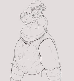 anthro bashful big_diaper blush clothing diaper front_view hat headgear headwear looking_away male sailor_cap sailor_uniform slightly_chubby slightly_chubby_anthro slightly_chubby_male solo unclean_diaper uniform waterlogged_diaper steelshark fisher_(steelshark) alcid avian bird lari puffin hi_res