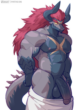 abs balls black_body clothed clothing erection flaccid genitals glans hair horn humanoid_genitalia humanoid_penis male muscular muscular_male nipples partially_clothed pecs penis red_hair simple_background standing towel vein veiny_penis white_background voviat bushiroad european_mythology future_card_buddyfight mythology demon_lord_dragon_batzz dragon mythological_creature mythological_scalie reptile scalie western_dragon wingless_dragon alternate_version_at_source hi_res portrait three-quarter_portrait