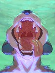 anthro bodily_fluids fur mouth_shot open_mouth saliva saliva_string sharp_teeth solo teeth tongue tongue_out uvula whiskers famir_(artist) mammal mustelid otter hi_res