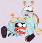 ambiguous_gender duo fellatio genitals machine male male/ambiguous oral penile penis red_tongue sex tongue toony faggotrat cyberchase pbs buzz_(cyberchase) delete_(cyberchase) alien robot waddling_head hi_res