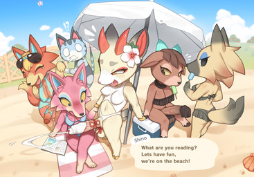 4_toes anthro balls beach bikini biped blush bodily_fluids breasts butt clothed clothed_anthro clothed_gynomorph clothed_intersex clothing cloven_hooves crossgender crying_laughing cum day dialogue ejaculation erection feet food foreskin front_view ftg_crossgender fti_crossgender fur genital_fluids genitals group gynomorph hair hands-free hooves horn intersex laugh outside penis popsicle rear_view sky smile spontaneous_ejaculation standing sweat swimwear tail tears teeth text toes tongue two-piece_swimsuit umbrella zinfyu animal_crossing nintendo audie_(animal_crossing) freya_(animal_crossing) lolly_(animal_crossing) pashmina_(animal_crossing) shino_(animal_crossing) vivian_(animal_crossing) bovid canid canine canis caprine deer domestic_cat felid feline felis goat mammal wolf 2026 absurd_res digital_drawing_(artwork) digital_media_(artwork) english_text hi_res