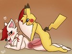 anthro bodily_fluids cum cum_inside duo female genital_fluids male male/female sex tail arturfox nintendo pokemon chara_senko_yukimoto canid canine fox generation_1_pokemon mammal pikachu pokemon_(species) hi_res