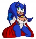 anthro big_breasts blue_body blue_fur blue_hair breasts cleavage cleavage_cutout clothed clothing cosplay crossgender crossover_cosplay cutout female fur green_eyes hair mtf_crossgender smile solo donut17 missphase dc_comics sega sonic_the_hedgehog_(series) power_girl sonic_the_hedgehog eulipotyphlan hedgehog mammal crossover low_res