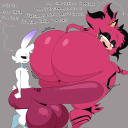 anthro balls big_balls big_butt big_penis bottomwear butt clothing duo female genitals huge_balls huge_butt huge_penis male male/female penis red_body shorts text thick_thighs white_body lokbunny17 sega sonic_the_hedgehog_(series) lok_bunny eulipotyphlan hedgehog lagomorph leporid mammal rabbit hi_res portuguese_text