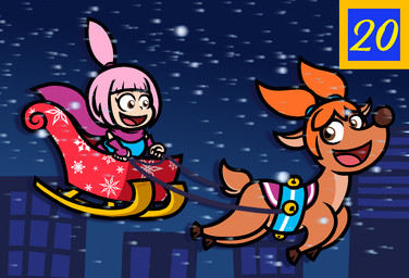 5_fingers alternate_species bangs bell blue_clothing blue_hair_tie blue_shirt blue_topwear brown_body brown_eyes brown_fur brown_hooves brown_nose brown_tail clothing cloven_hooves duo eyelashes female female_feral female_human feral fingerless_gloves fingers flying fur gloves hair handwear holding_reins holidays hooves multicolored_body multicolored_fur night number open_mouth open_smile orange_hair outside pigtails pink_hair pink_tongue ponytail purple_clothing purple_gloves purple_handwear purple_scarf quadruped round_nose scarf shirt sleigh sleigh_ride small_nose smile smiling_at_another smiling_at_each_other snow snowing tail tan_body tan_skin text_box tongue topwear two_tone_body two_tone_fur two_tone_tail unguligrade captainquack64 christmas ana_(warioware) kat_(warioware) deer human mammal 2025 cel_shading colored digital_drawing_(artwork) digital_media_(artwork) english_description hi_res shaded sibling_(lore) sister_(lore) sisters_(lore) twins_(lore)