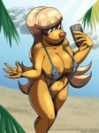 anthro areola areola_slip beach big_breasts bikini blonde_hair breasts cellphone clothed clothing crossgender electronics eyewear female hair high-angle_view holding_cellphone holding_object holding_phone humanoid_hands mtf_crossgender nipple_outline nipples one-piece_swimsuit outside phone seaside sling_bikini solo standing sunglasses swimwear two-piece_swimsuit yellow_body tiquitoc inspector_gadget_(franchise) brain_(inspector_gadget) canid canine canis domestic_dog mammal 2021 3:4 hi_res portrait three-quarter_portrait