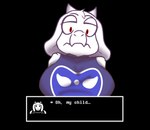 anthro big_breasts black_background breasts clothed clothing female horn narrowed_eyes purple_clothing red_eyes simple_background solo text_box white_body karkrx23 undertale undertale_(series) toriel boss_monster_(undertale) hi_res