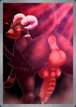 animal_genitalia animal_penis anklet anus balls big_knot big_penis bodily_fluids butt canine_genitalia canine_penis claws digitigrade erection feral fur genital_fluids genitals glowing glowing_eyes huge_penis jewelry knot knotted_penis looking_at_viewer looking_back looking_back_at_viewer male male_feral penis precum presenting presenting_anus presenting_balls presenting_hindquarters presenting_penis quadruped raised_tail sheath solo spade_tail tail tail_anus vogold nintendo pokemon frank_the_houndoom_(ragnar) generation_2_pokemon generation_3_pokemon houndoom pokemon_(species) digital_media_(artwork) hi_res signature