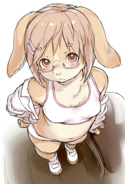 anthro blush breasts clothed clothing eyewear female glasses grumpy hair kemono looking_at_viewer red_eyes simple_background skimpy small_breasts solo standing underwear young young_anthro young_female kikurage lagomorph leporid mammal rabbit