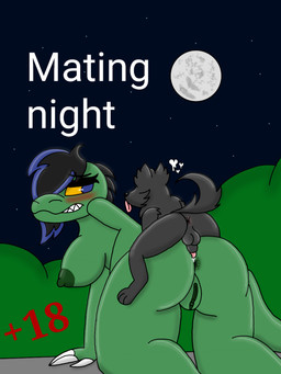 all_fours animal_genitalia animal_penis anthro anthro_on_feral anus areola balls bestiality big_breasts black_body black_fur black_nose blue_eyes bodily_fluids breasts canine_genitalia canine_penis clitoral_hood clitoris clothing duo erection female female_anthro feral forced from_behind_position fur genital_fluids genitals green_areola green_body green_nipples green_vulva hair heart_symbol humanoid_genitalia humanoid_vulva larger_anthro larger_female male male/female male_feral night nipples nude nude_anthro nude_female outside penis perching_position questionable_consent rape sex sharp_teeth sheath simple_background size_difference smaller_feral smaller_male tail teeth text tongue tongue_out vaginal vulva yellow_sclera naawadeer toyi_(naawadeer) canid canine mammal scalie comic cover cover_art cover_page digital_media_(artwork)