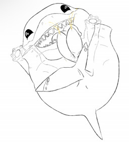 2_penises bodily_fluids feral genital_fluids genitals lying male multi_genitalia multi_penis multi_urethra_peeing on_back penis smile smiling_at_viewer solo steam urine juno_main marvel marvel_rivals jeff_the_land_shark aquatic fish land_shark_(species) shark hi_res