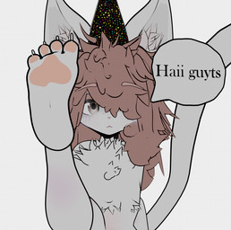 4_toes anthro arm_tuft belly_blush big_ears blank_expression blush body_blush brown_eyes claws close-up clothing cone_hat dialogue elbow_tuft eyebrows eyeliner eyeshadow feet femboy fluffy fluffy_belly fluffy_chest fluffy_ears fluffy_hair foot_fetish foot_focus freckled_face freckled_legs freckled_thighs freckles fur glistening glistening_eyes hair hair_covering_one_eye hair_over_eye hair_over_eyes hair_over_face hair_over_shoulder hands_behind_back hat headgear headwear humanoid_feet inner_ear_fluff legs_up light lips lipstick long_hair long_tail makeup male male/male mouth_closed neck_tuft one_leg_up party_hat pawpads paws pink_hair pink_nose plantigrade raised_leg silly simple_background simple_coloring skinny slim slim_male small_chest small_feet small_mouth small_nose small_waist solo speech_bubble suggestive surprised tail thick_thighs thin_calves thin_eyebrows thin_tail toe_claws toes tuft white_background white_body white_fur white_hair qin blender_eevee_(artwork) vivi_(qin) felid feline mammal 3d_(artwork) blender_(artwork) cel_shading digital_media_(artwork) meme shaded simple_shading substance_painter_(artwork)